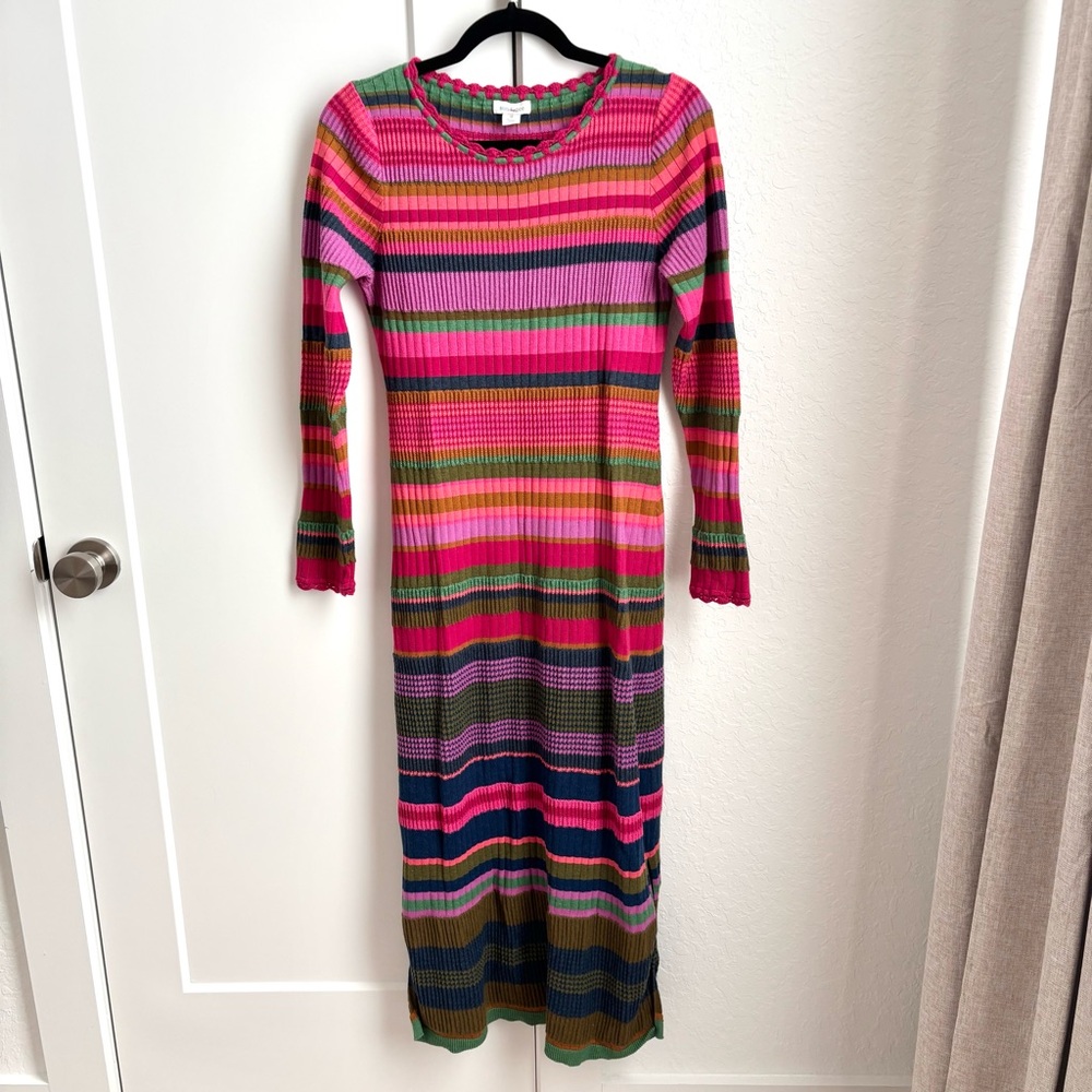 Sundance Multicolor Stripe Midi Sweater Dress